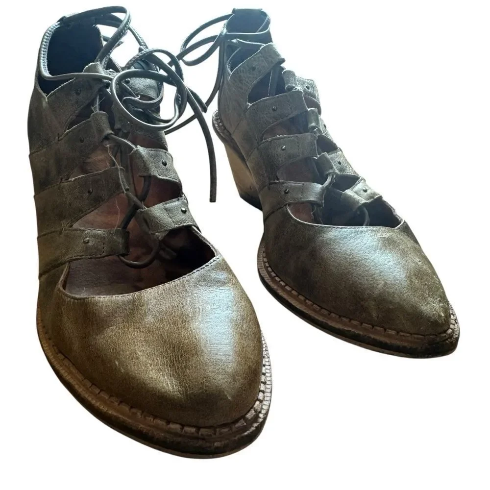 Schuler & Sons Anthropologie wedge oxford Leather lace Up shoes